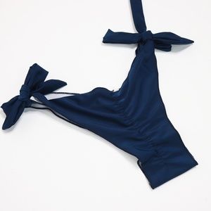 Navy High Cut Cheeky Bikini Bottoms M